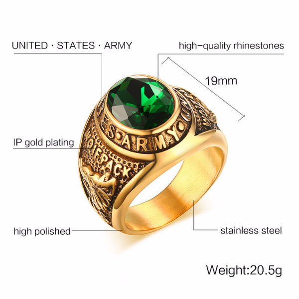United States Army Ring 18K Gold Plated