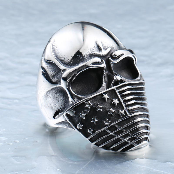 Men's American Flag Skull Ring