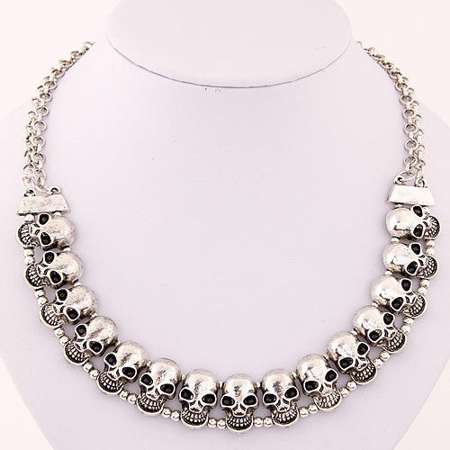 Women's Skeleton Skull Choker Pendant Necklace