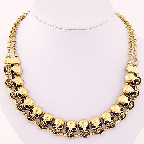 Women's Skeleton Skull Choker Pendant Necklace