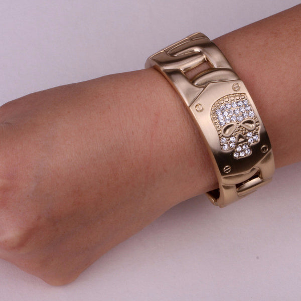 Women's Crystal Skull Biker Bracelet