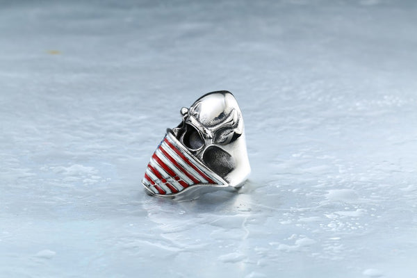 Men's American Flag Skull Ring