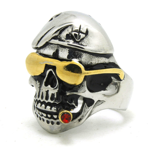 Special Forces Cigar Smoking Skull Ring