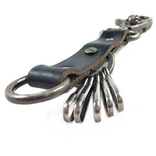 Vintage Leather Skeleton Skull Biker Key Chain