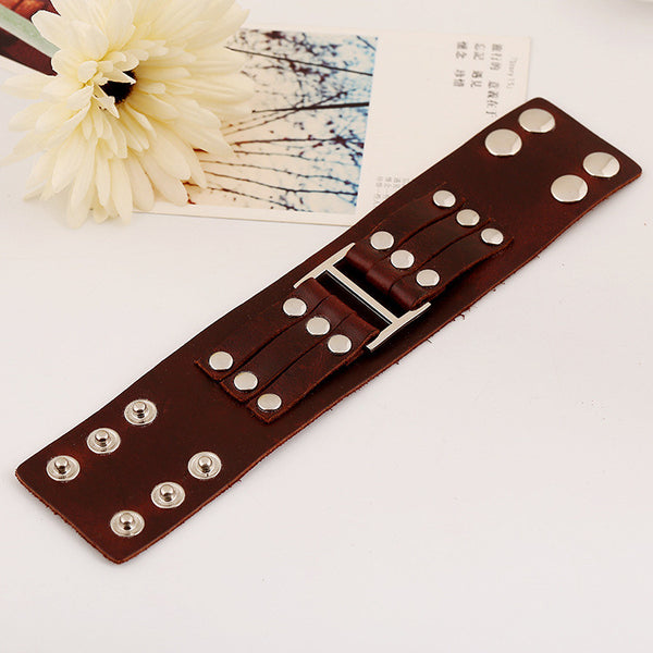 Leather Riveted Biker Bracelet Biker