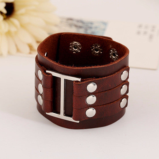 Leather Riveted Biker Bracelet Biker