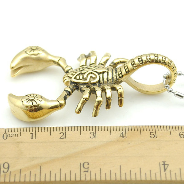 18K Gold or Silver Scorpion Pendant Biker Necklace