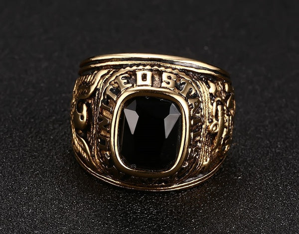 United States Navy 18K Gold Plated Ring With CZ Stone