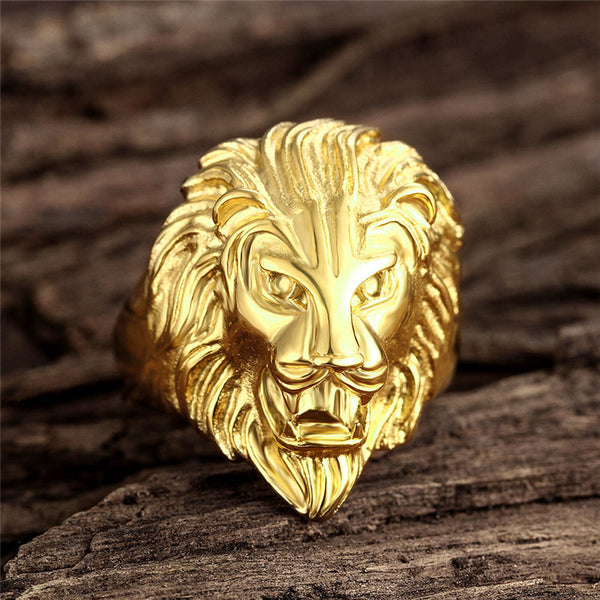 18K Gold Plated Lions Head Ring