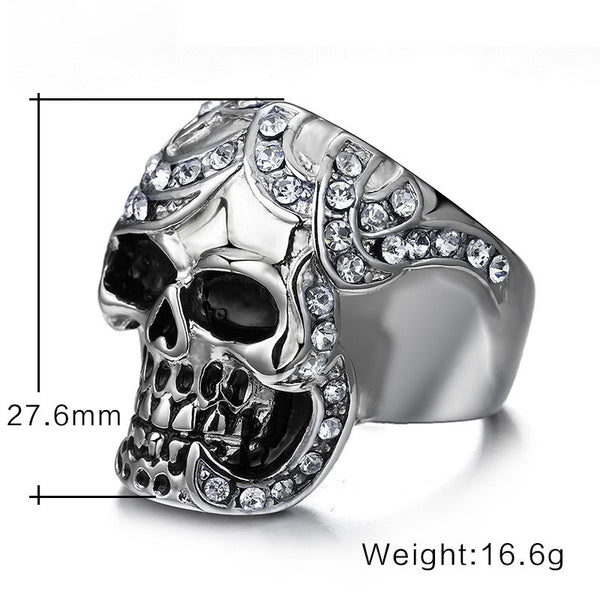 Vintage Designed Stone Skull Ring