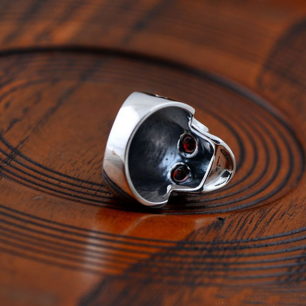Ornate .925 Sterling Silver Skull Biker Ring