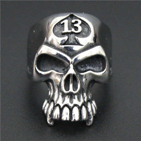 Lucky 13 Spade Skull Ring