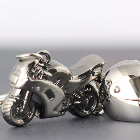 Gold Skeleton Rhinestone Motorcycle Key Chain