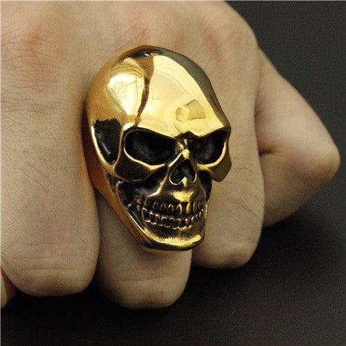 Massive Ghost Skeleton Skull Biker Ring